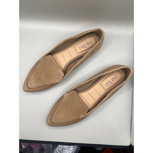 Me Too Womens Tan Leather Pointed-Toe Flats Size 9M - Picture 2 of 5